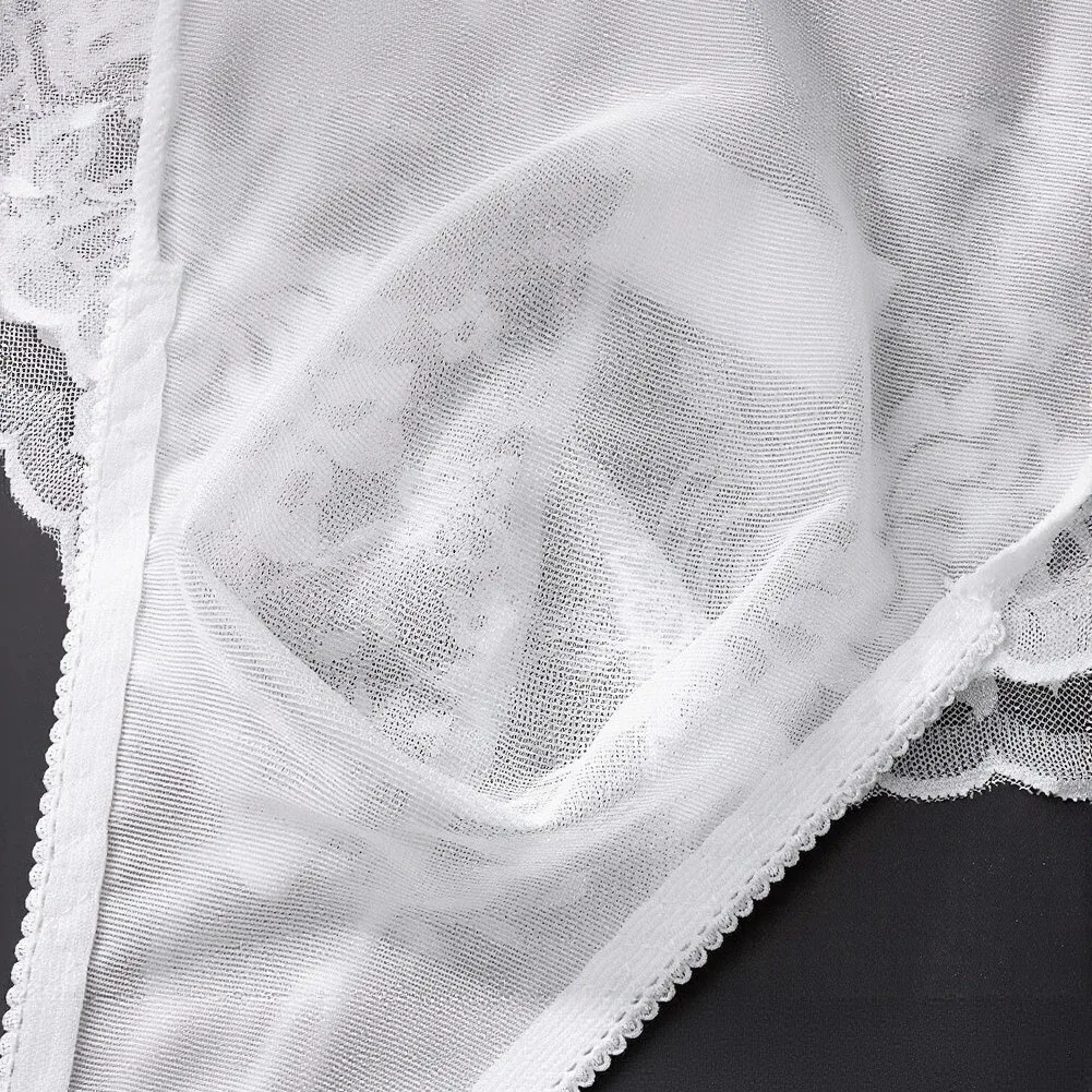 Tanga transparente sexy para hombre, de encaje, cintura baja, con bolsa de realce, ligera, de malla, para verano.