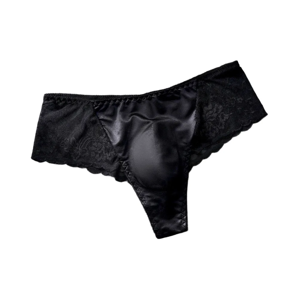 Tanga transparente sexy para hombre, de encaje, cintura baja, con bolsa de realce, ligera, de malla, para verano.
