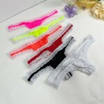 Calzoncillos tipo G-string de malla a rayas con ribete de encaje para hombre, tangas T-back, ropa interior ligera con bolsa de realce, lencería, calzoncillos sissy. - Imagen 3
