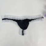 Calzoncillos tipo G-string de malla a rayas con ribete de encaje para hombre, tangas T-back, ropa interior ligera con bolsa de realce, lencería, calzoncillos sissy. - Imagen 5