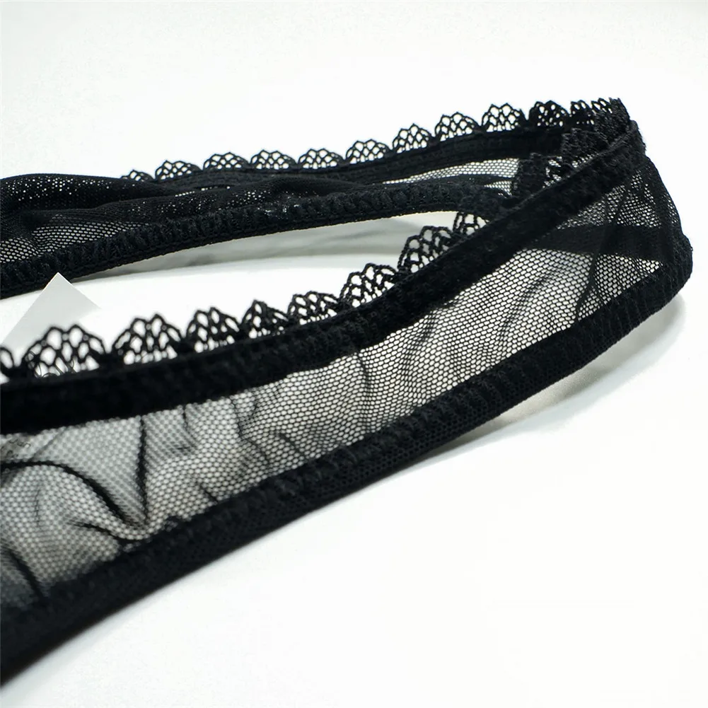 Bragas transparentes sexys para mujer, Tanga de malla, ropa interior negra de tiro bajo, CYHWR, 3 unids/lote por paquete