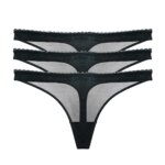 Bragas transparentes sexys para mujer, Tanga de malla, ropa interior negra de tiro bajo, CYHWR, 3 unids/lote por paquete