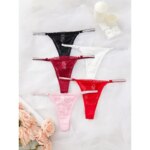 Nuevas bragas tipo Tanga con encaje para mujer, Panel de cinta plateada, Tanga Sexy de tiro bajo, ropa interior íntima elástica transpirable amigable con la piel - Imagen 6