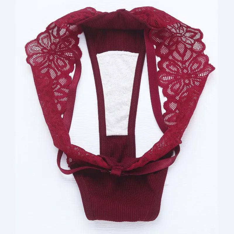 Tanga de encaje sexy con doble tirante, ropa interior femenina de talle bajo, elegante tanga transpirable, lencería elegante para mujer