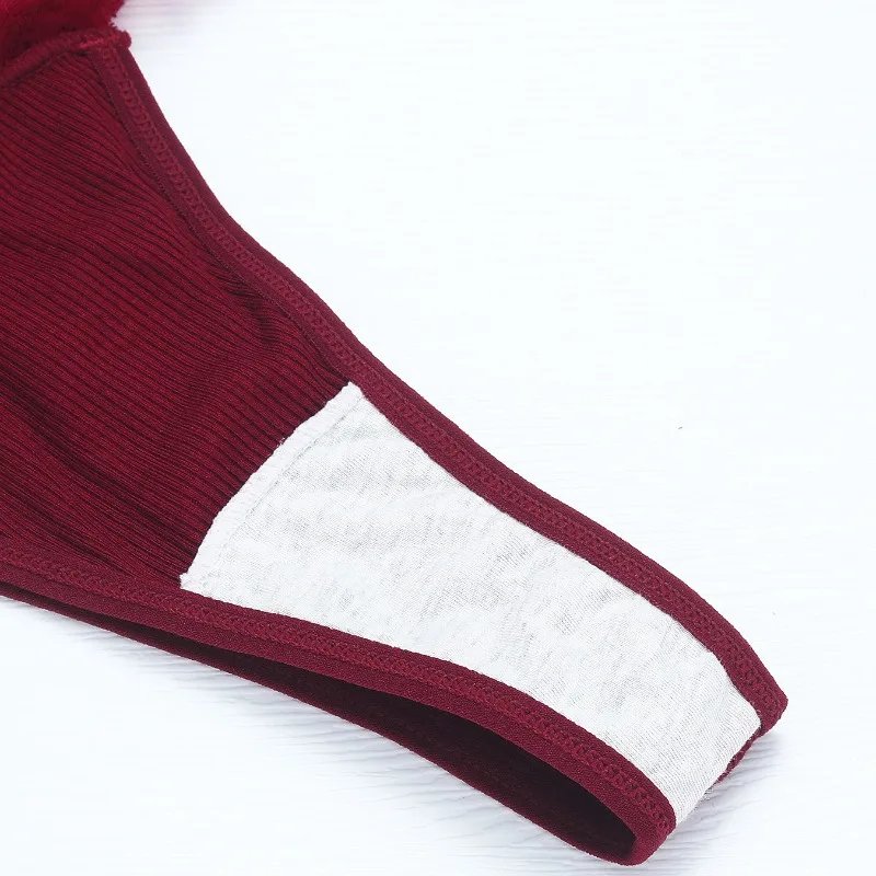Tanga de encaje sexy con doble tirante, ropa interior femenina de talle bajo, elegante tanga transpirable, lencería elegante para mujer