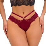 Tanga de encaje sexy con doble tirante, ropa interior femenina de talle bajo, elegante tanga transpirable, lencería elegante para mujer