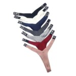 7 Uds envío rápido "Y forma" bragas sexis de algodón acanalado para mujer Tanga ropa interior "letras" estampado V-Strings de talla grande