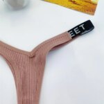 7 Uds envío rápido "Y forma" bragas sexis de algodón acanalado para mujer Tanga ropa interior "letras" estampado V-Strings de talla grande - Imagen 6
