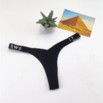 7 Uds envío rápido "Y forma" bragas sexis de algodón acanalado para mujer Tanga ropa interior "letras" estampado V-Strings de talla grande - Imagen 2
