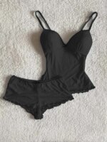 Conjunto de Pijama sin Tirantes Pure Desire Negro para Mujer, Conjunto de Ropa de Dormir Sexy de Verano con Pantalones Cortos... - Imagen 5