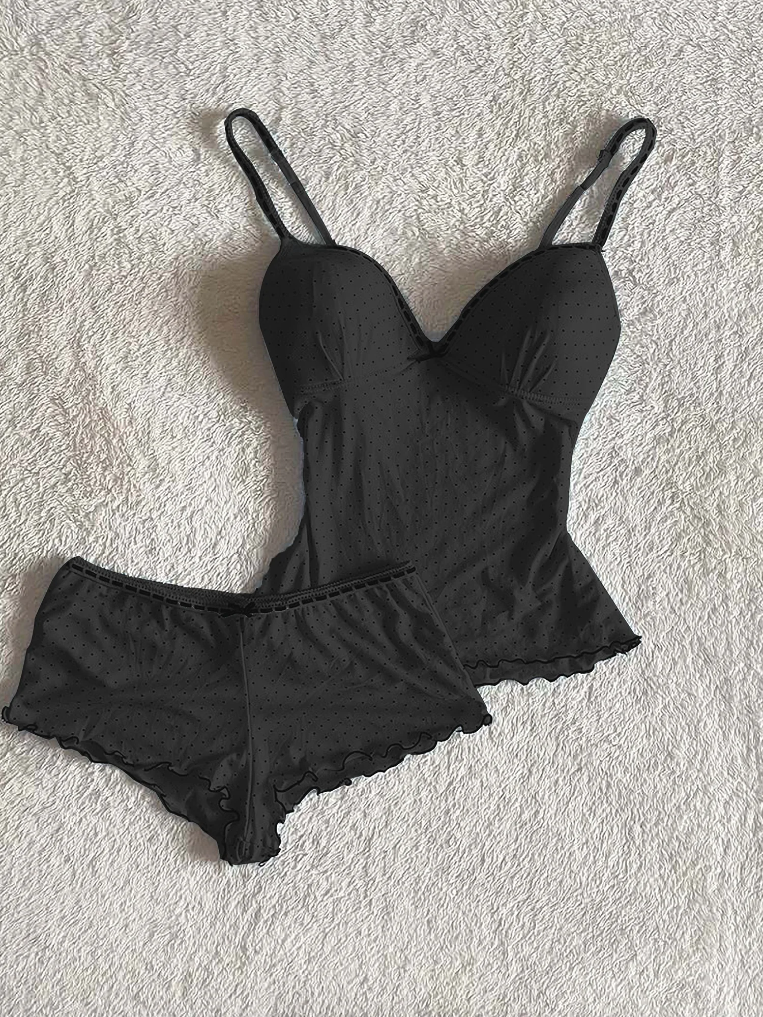 111700-hkgbnx.jpg Conjunto de Pijama sin Tirantes Pure Desire Negro para Mujer, Conjunto de Ropa de Dormir Sexy de Verano con Pantalones Cortos... - Imagen 1