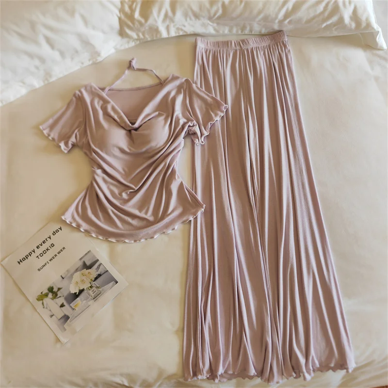 Conjunto de ropa de dormir para mujer de manga corta