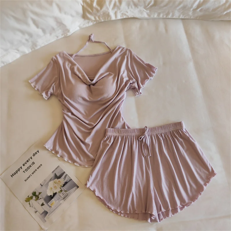 Conjunto de ropa de dormir para mujer de manga corta