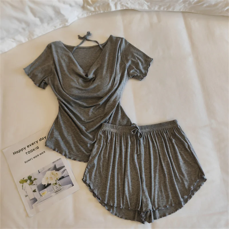 Conjunto de ropa de dormir para mujer de manga corta