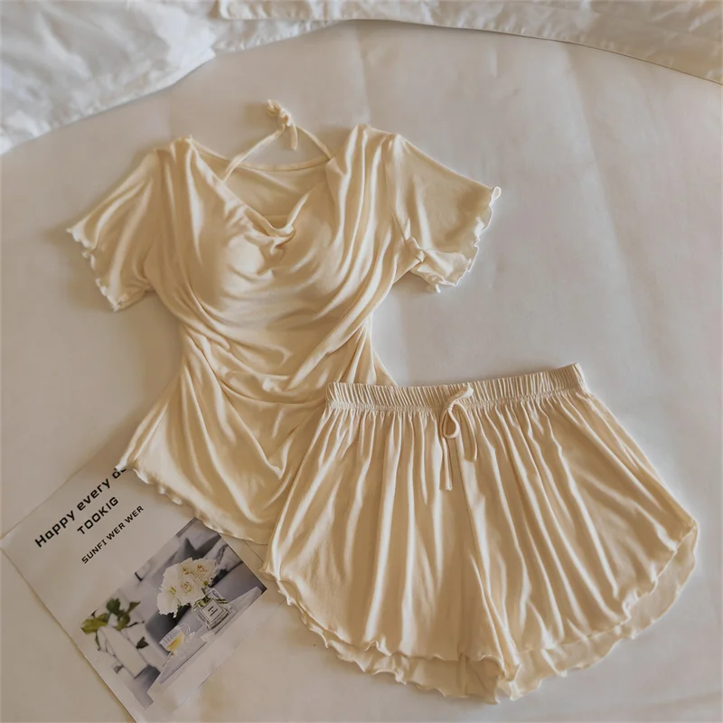 Conjunto de ropa de dormir para mujer de manga corta
