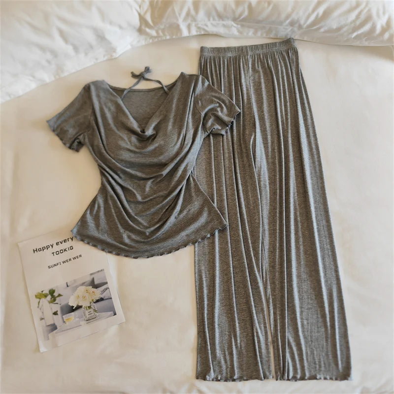 Conjunto de ropa de dormir para mujer de manga corta