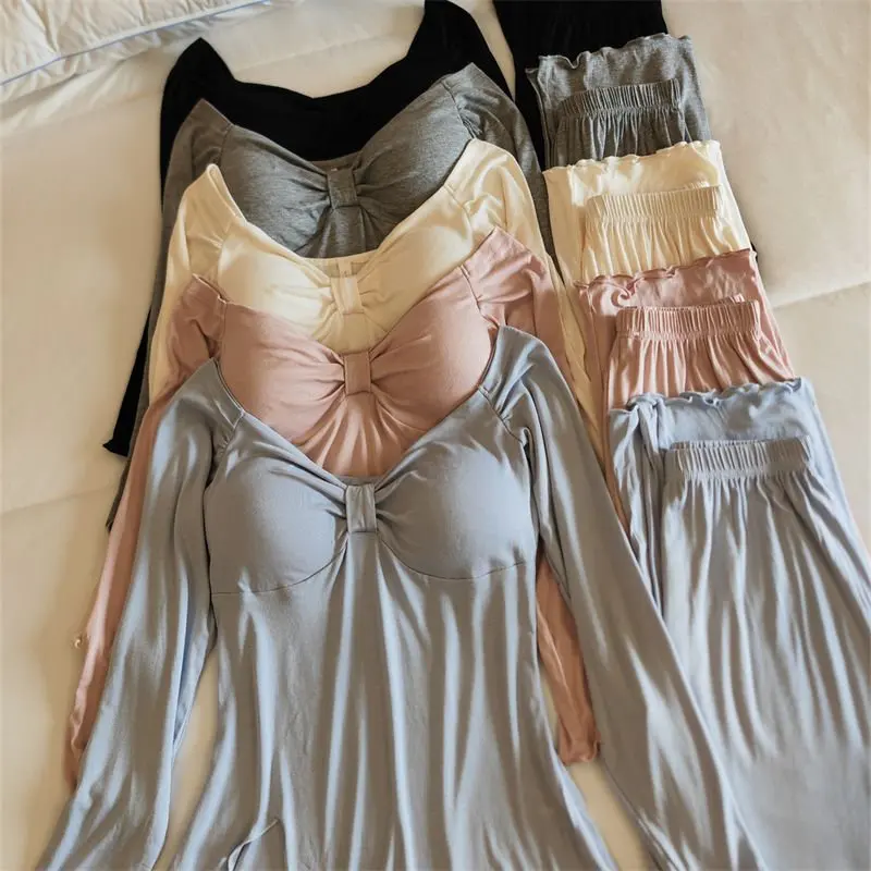Conjunto de ropa de dormir para mujer de manga larga