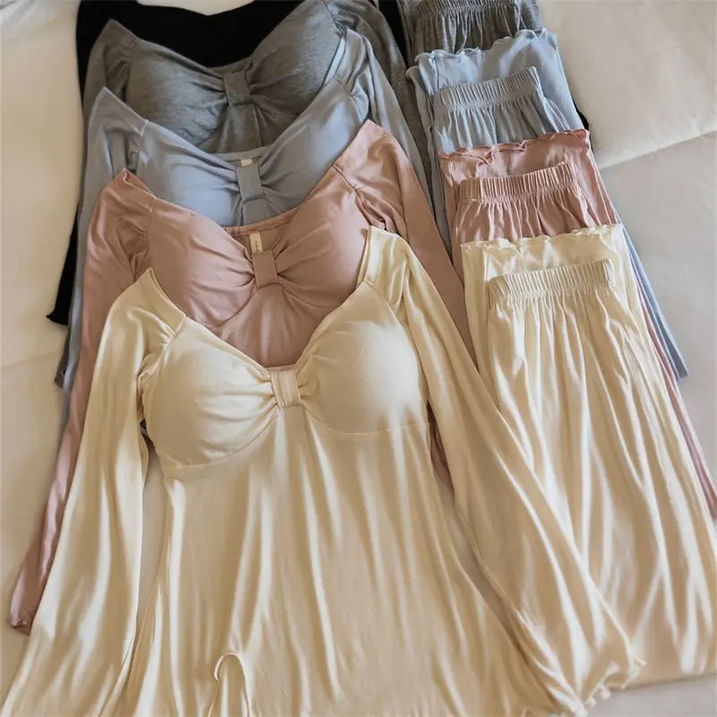 Conjunto de ropa de dormir para mujer de manga larga