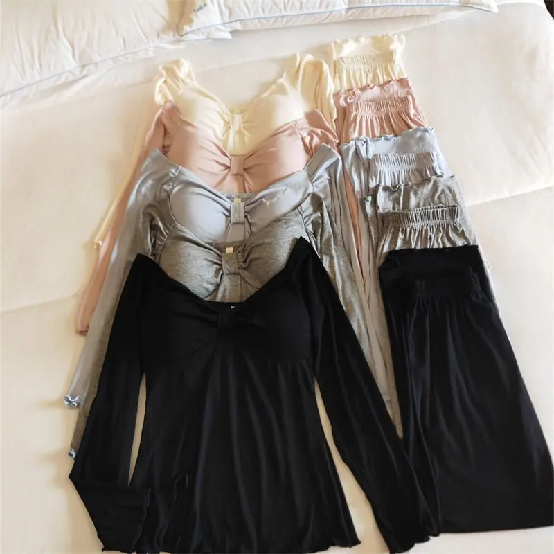 Conjunto de ropa de dormir para mujer de manga larga