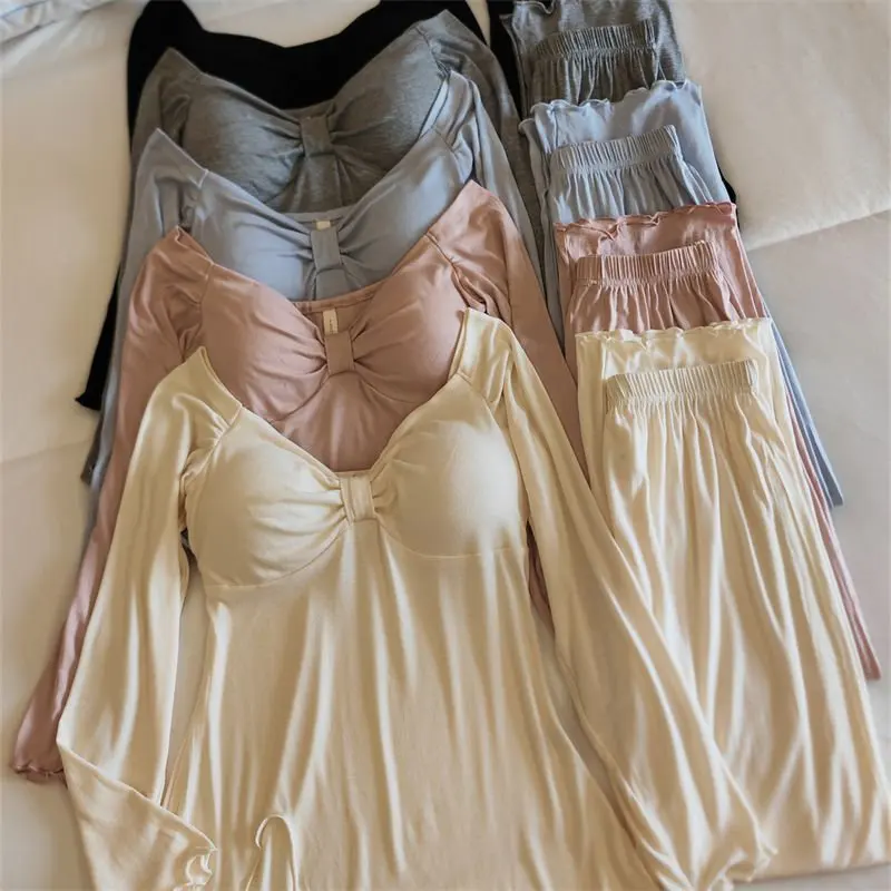 Conjunto de ropa de dormir para mujer de manga larga