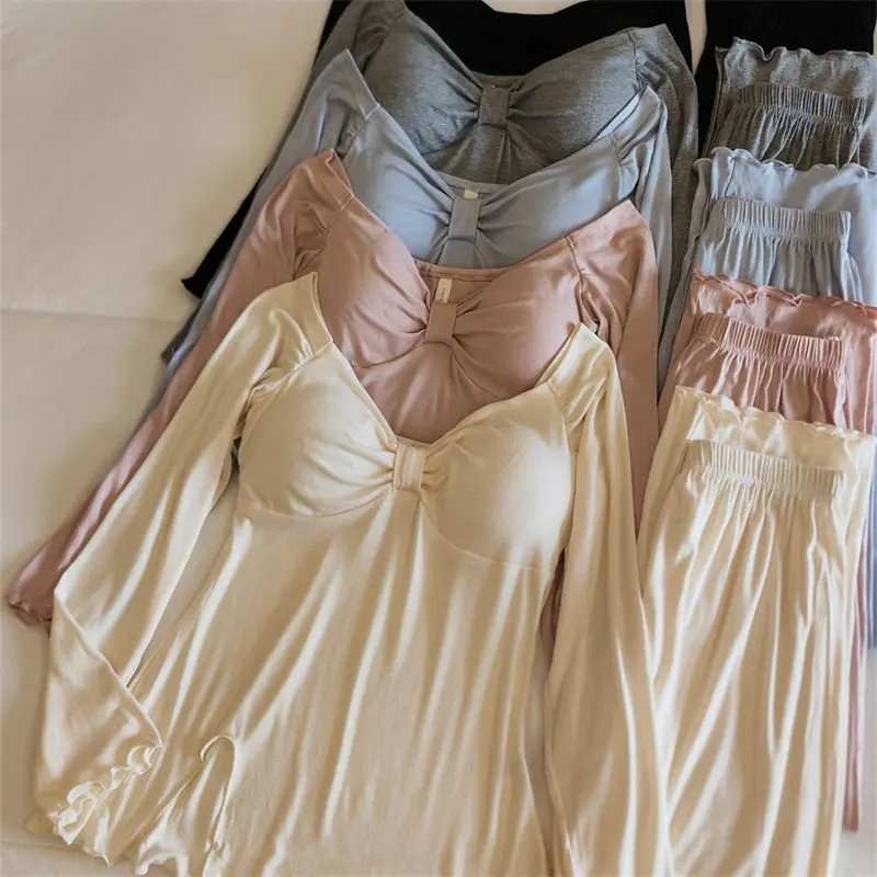 Conjunto de ropa de dormir para mujer de manga larga
