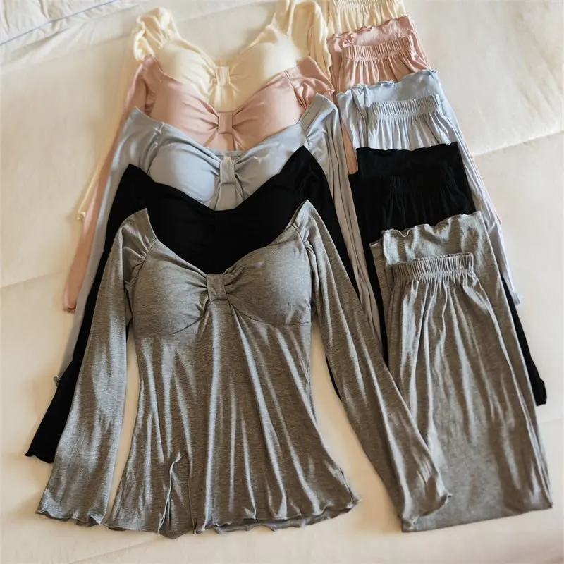 Conjunto de ropa de dormir para mujer de manga larga