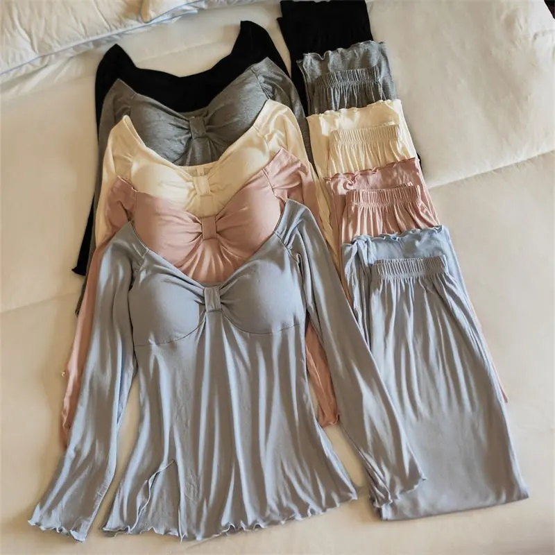Conjunto de ropa de dormir para mujer de manga larga