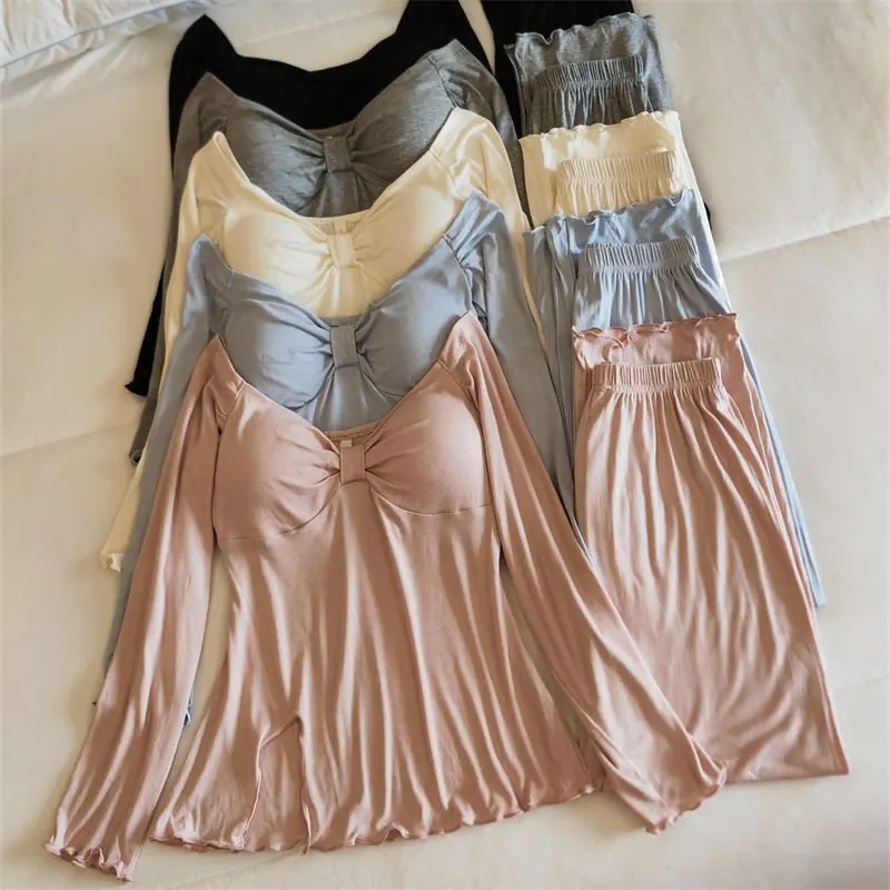 Conjunto de ropa de dormir para mujer de manga larga