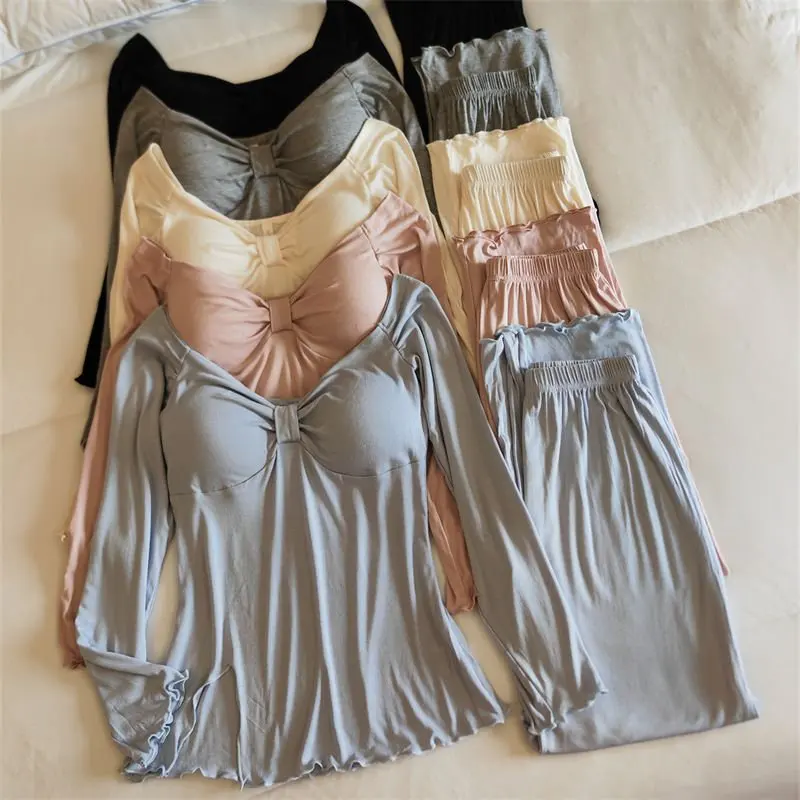 Conjunto de ropa de dormir para mujer de manga larga