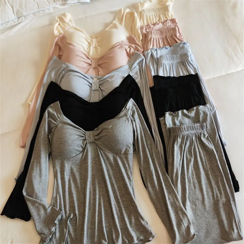 Conjunto de ropa de dormir para mujer de manga larga