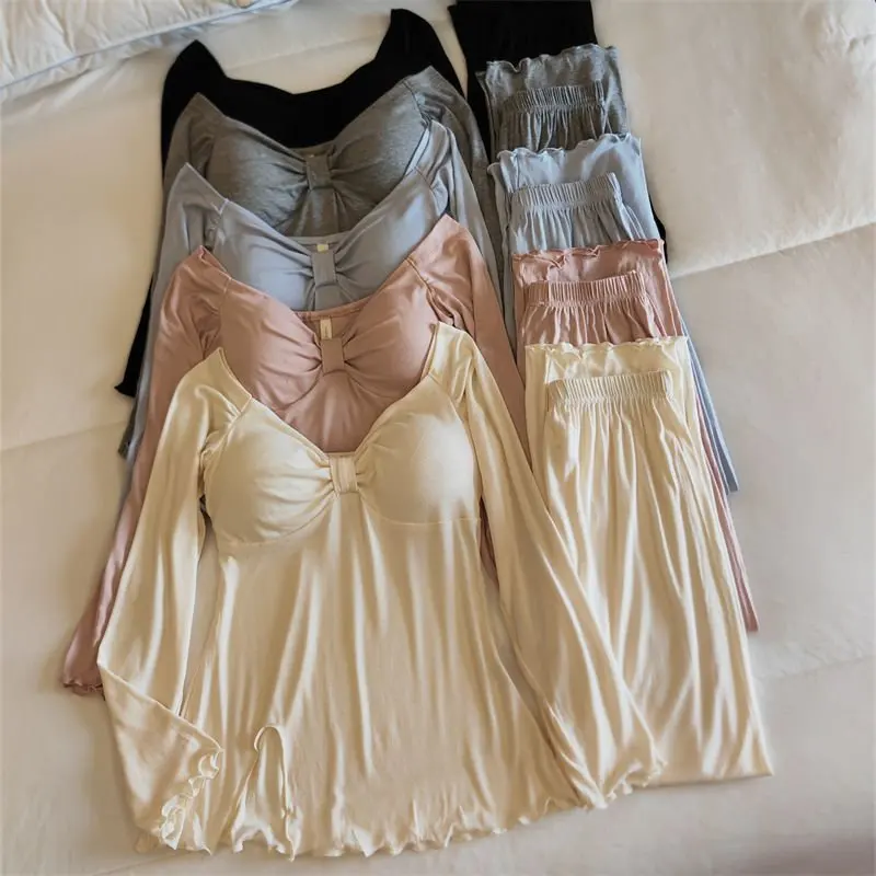 Conjunto de ropa de dormir para mujer de manga larga