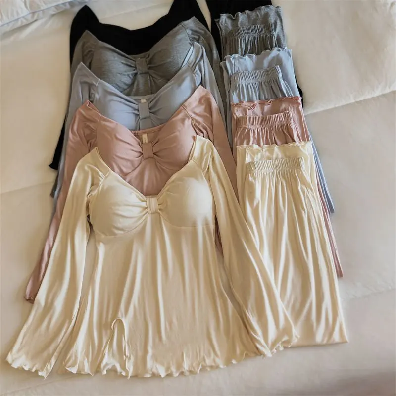 Conjunto de ropa de dormir para mujer de manga larga