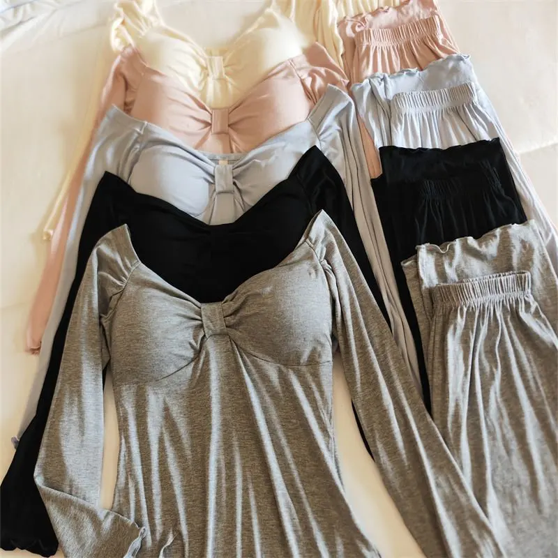 Conjunto de ropa de dormir para mujer de manga larga