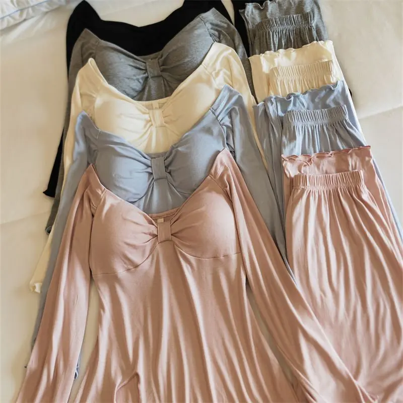 Conjunto de ropa de dormir para mujer de manga larga