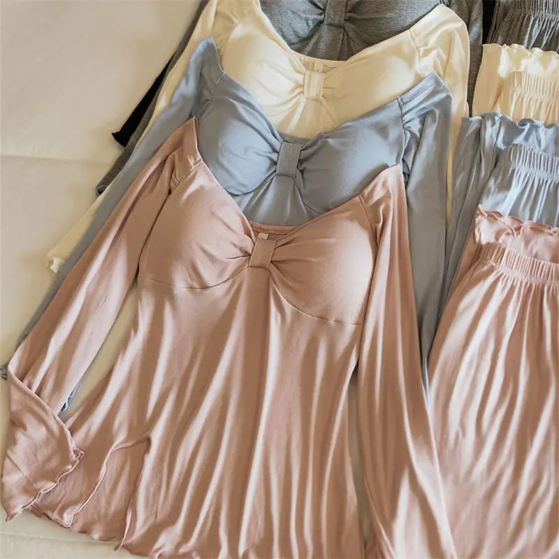 Conjunto de ropa de dormir para mujer de manga larga