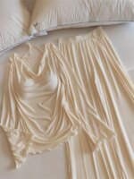 Conjunto de ropa de dormir para mujer con escote en V y de manga larga - Imagen 4