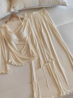 Conjunto de ropa de dormir para mujer con escote en V y de manga larga - Imagen 2
