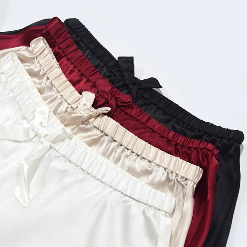 Pijama de seda de morera para mujer, conjunto de dos piezas, Sexy, fresco, servicio a domicilio, pantalones cortos de verano, calidad 100%, 6A