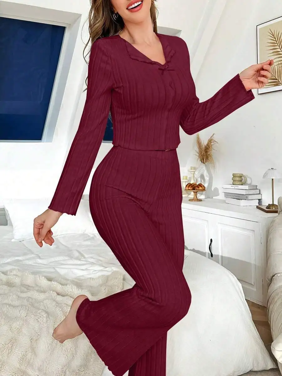 Conjunto de ropa de dormir para mujer de elastano