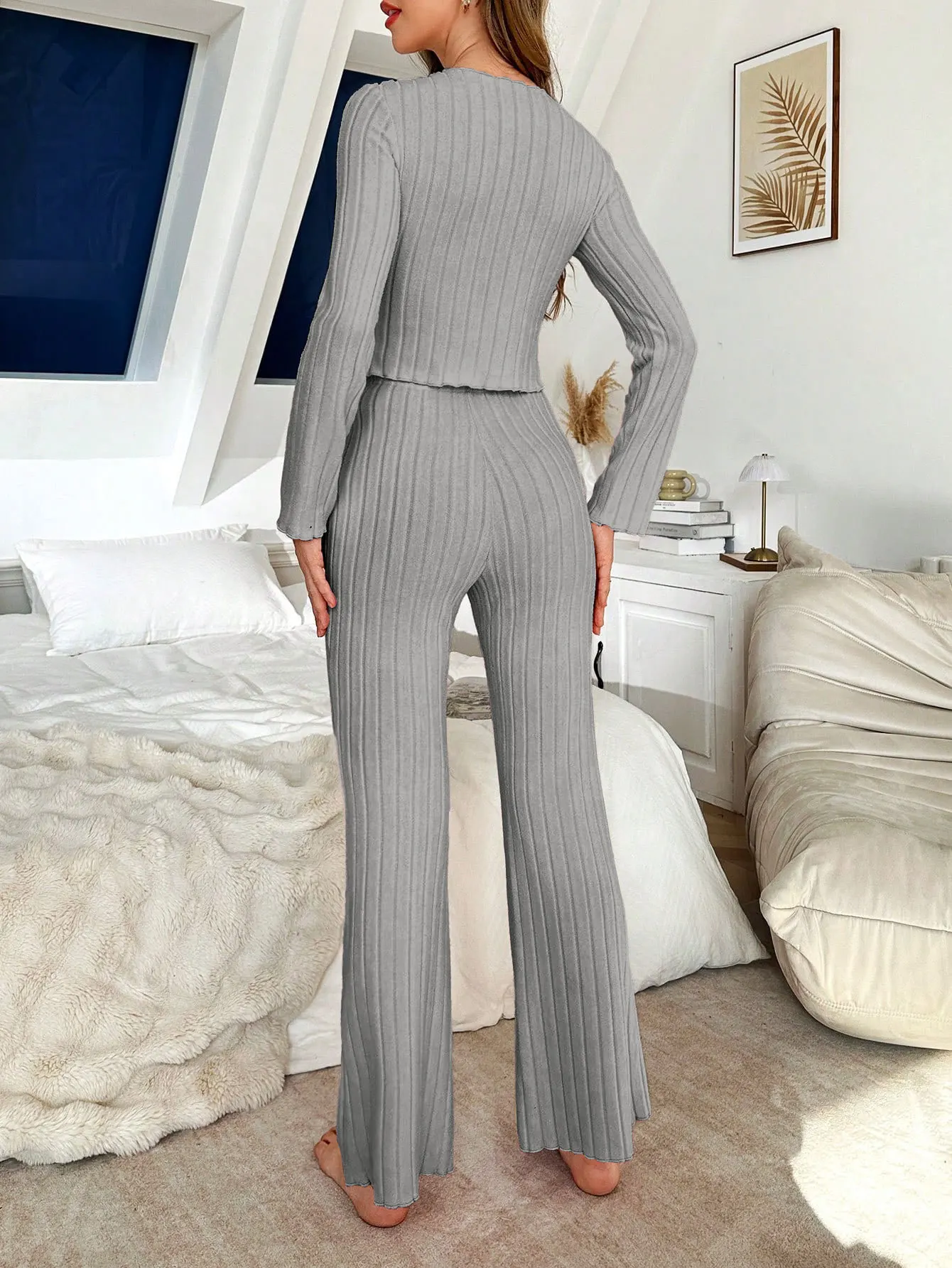 Conjunto de ropa de dormir para mujer de elastano