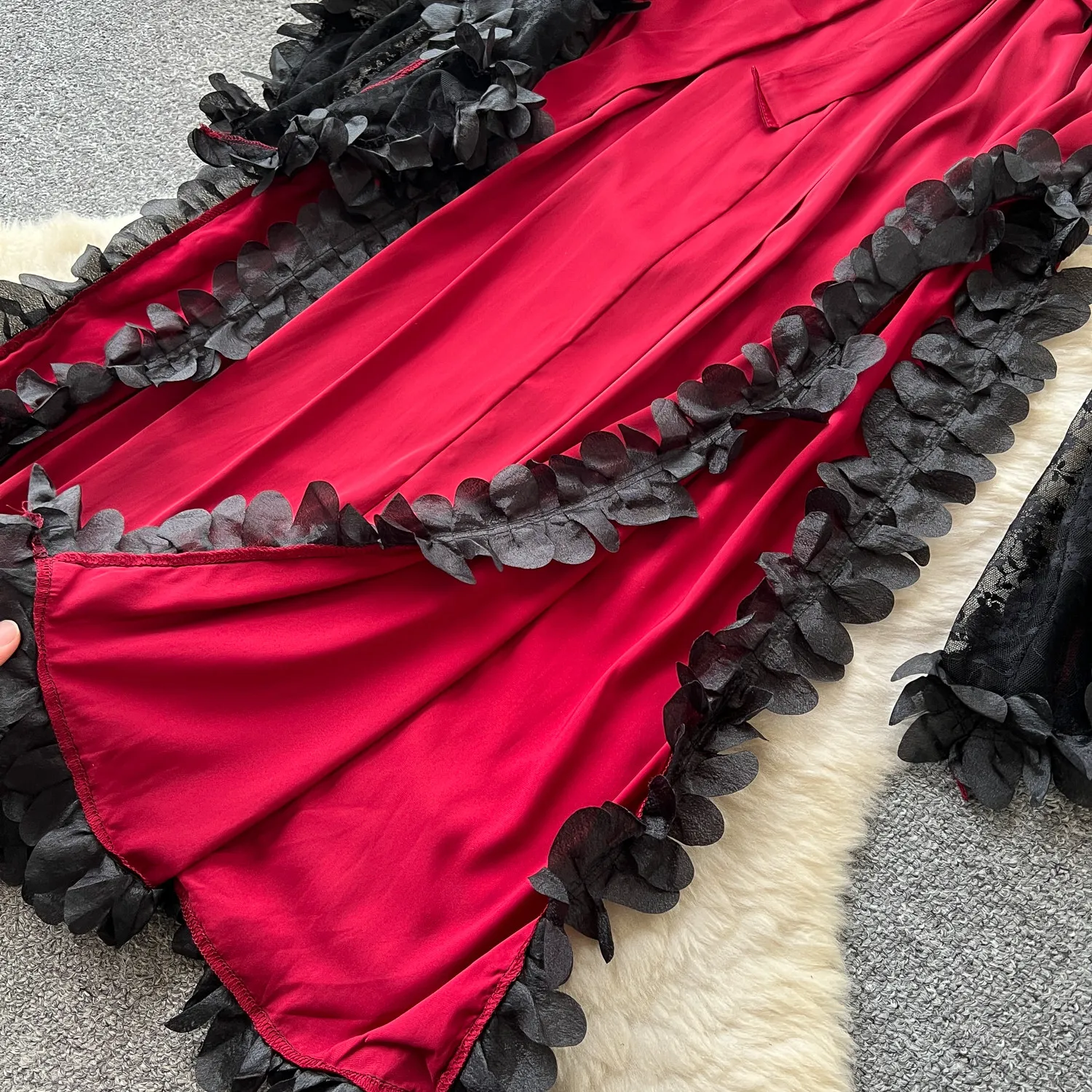 Camisón para mujer con encaje y acabado satinado