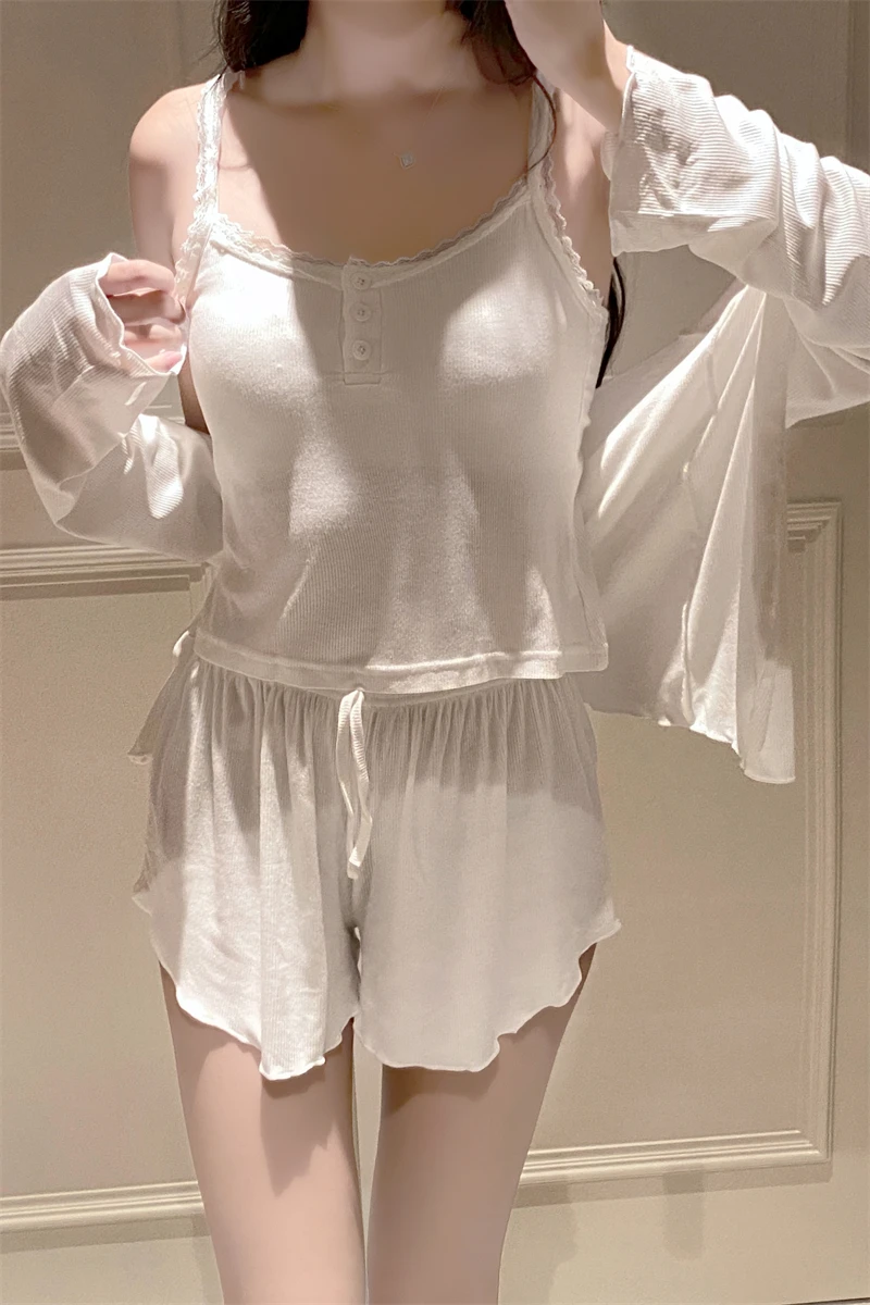 Ropa de dormir Sexy de Modal puro para mujer, conjunto de pantalones largos con cuello en V, ropa para el hogar, estilo prima...