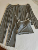 Ropa de dormir Sexy de Modal puro para mujer, conjunto de pantalones largos con cuello en V, ropa para el hogar, estilo prima... - Imagen 3