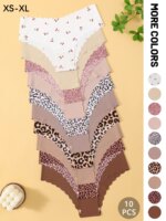 10 Uds. Bragas triangulares sexis de tela suave y cómoda transpirable con borde ondulado sin costuras para mujer