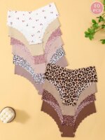 10 Uds. Bragas triangulares sexis de tela suave y cómoda transpirable con borde ondulado sin costuras para mujer - Imagen 3