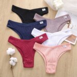 Braguitas de lencería de algodón de color sólido, ropa interior sexy para mujer, tangas, calzones para mujer y niña, bragas, tanga, bikini.