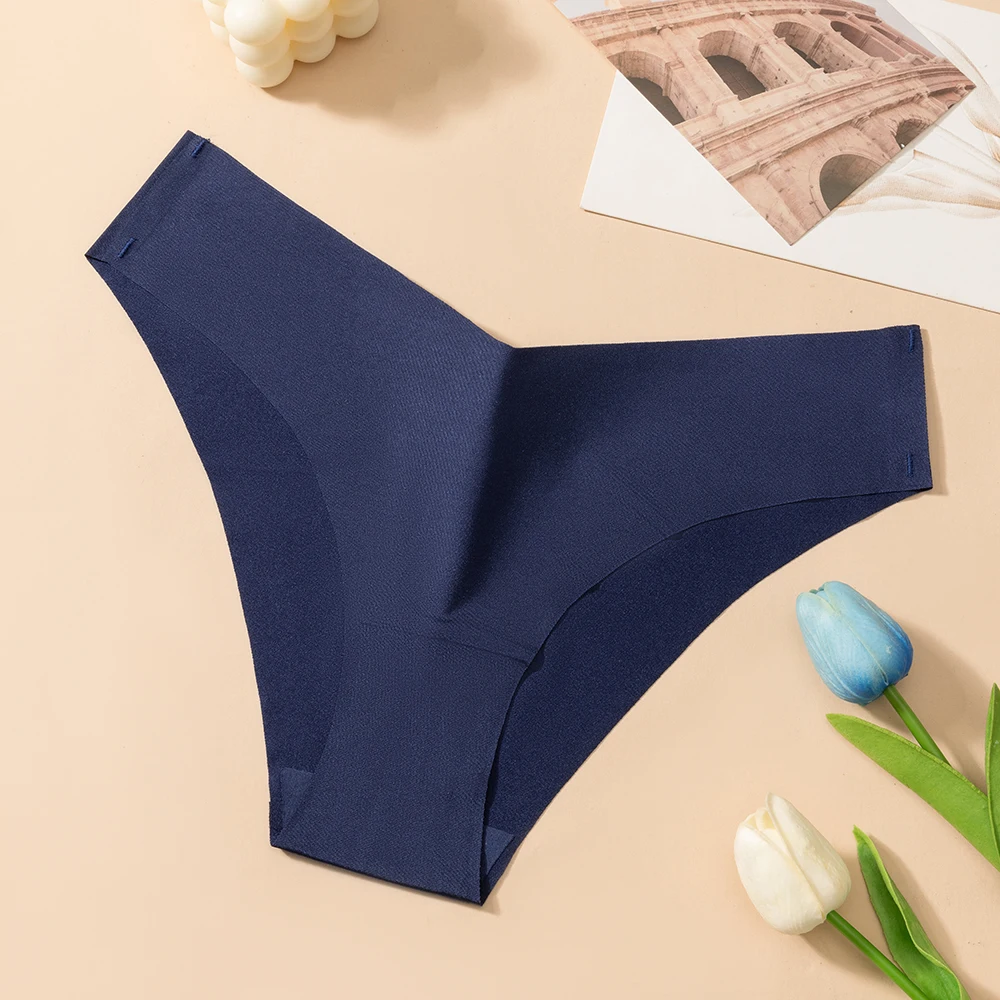 BZEL 4PCS/Set Sexy Bikini - Bragas de seda helada sin costuras con estampado de leopardo para mujer, ropa interior femenina de talle bajo, alta elasticidad y suaves.