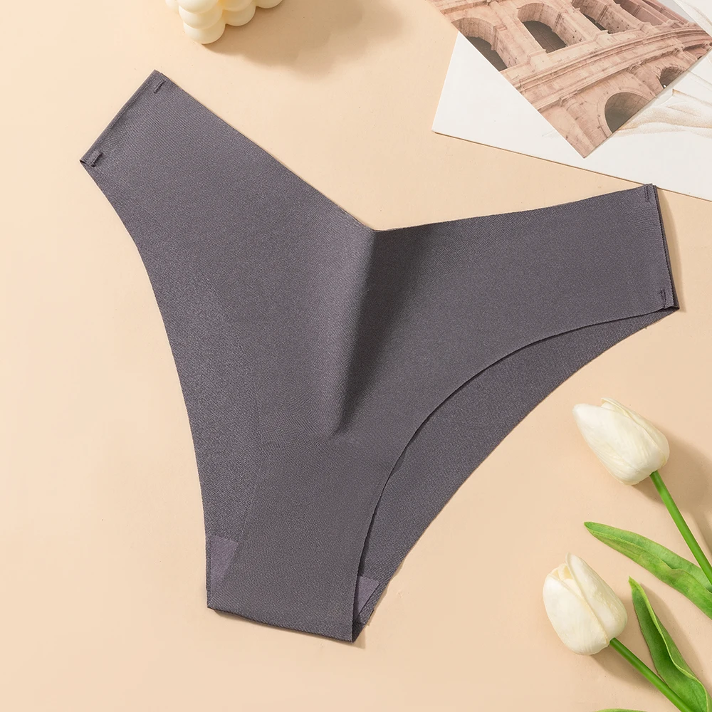 BZEL 4PCS/Set Sexy Bikini - Bragas de seda helada sin costuras con estampado de leopardo para mujer, ropa interior femenina de talle bajo, alta elasticidad y suaves.
