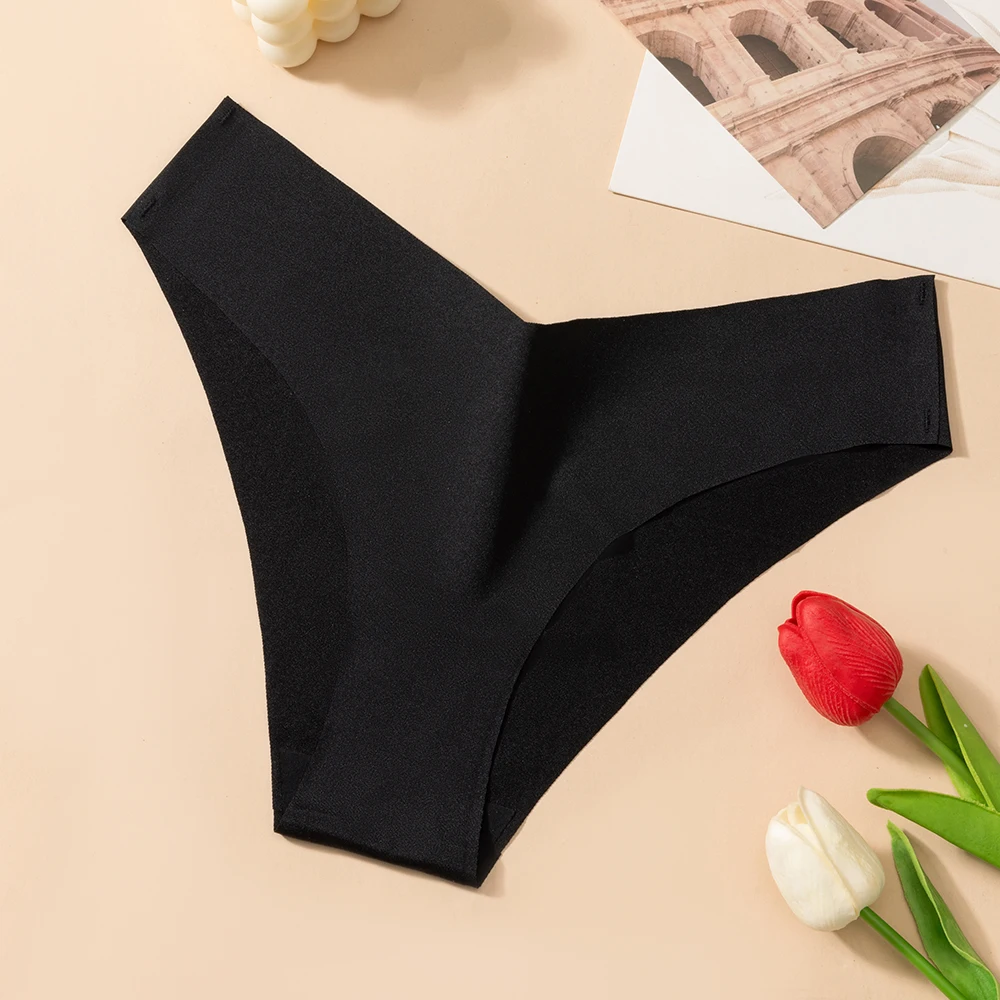 BZEL 4PCS/Set Sexy Bikini - Bragas de seda helada sin costuras con estampado de leopardo para mujer, ropa interior femenina de talle bajo, alta elasticidad y suaves.