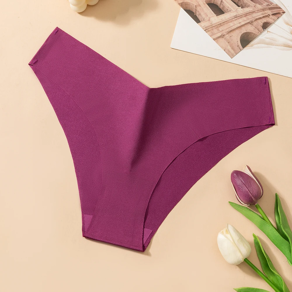 BZEL 4PCS/Set Sexy Bikini - Bragas de seda helada sin costuras con estampado de leopardo para mujer, ropa interior femenina de talle bajo, alta elasticidad y suaves.